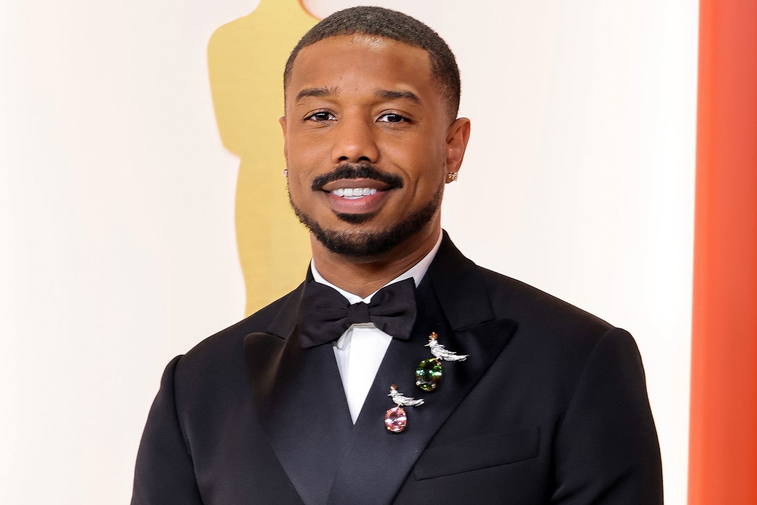 Michael B. Jordan in a transparent tailored Louis Vuitton suit at the 2025 Vanity Fair Oscar Party